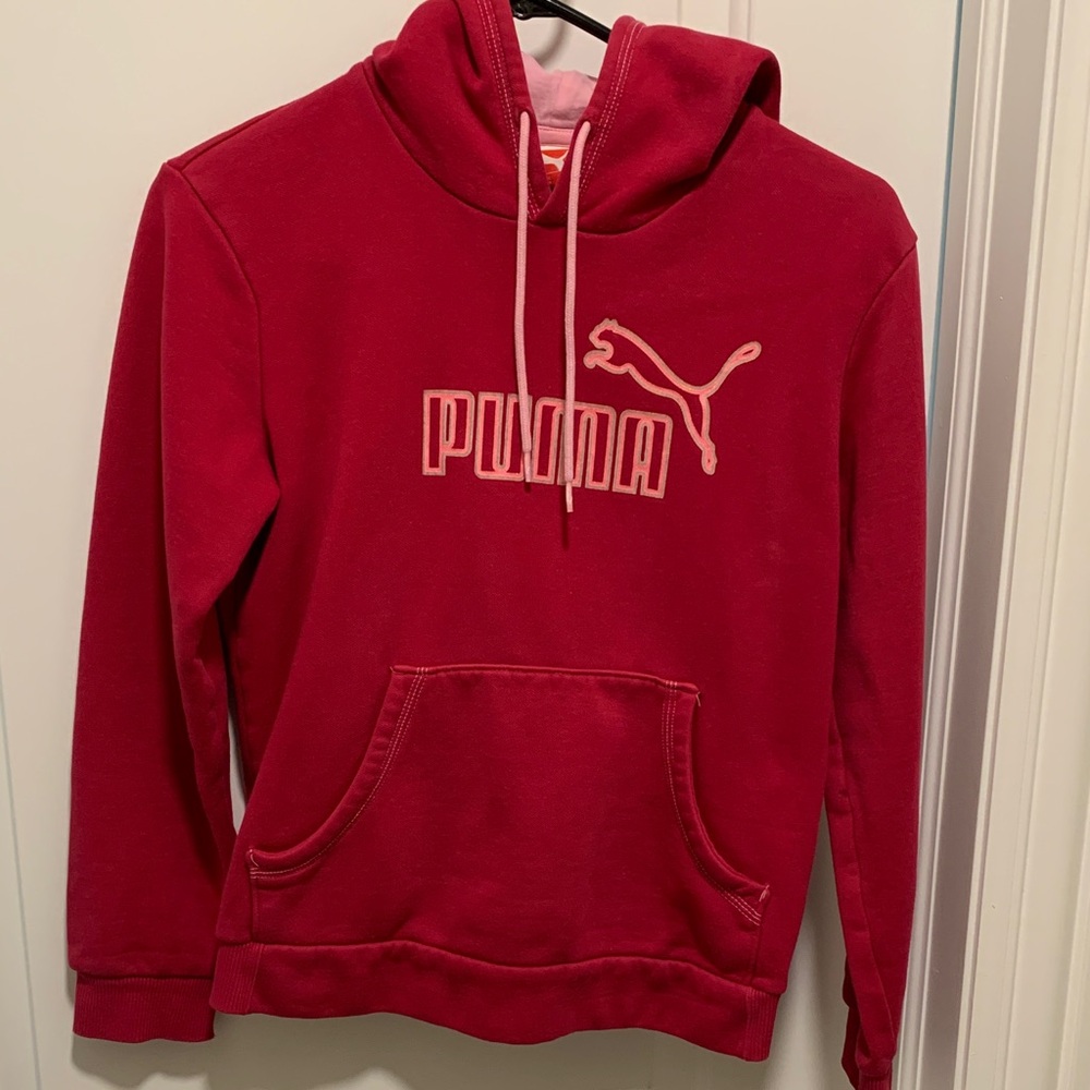 Puma Women's Red Hoodie with Logo. Size: XS.
